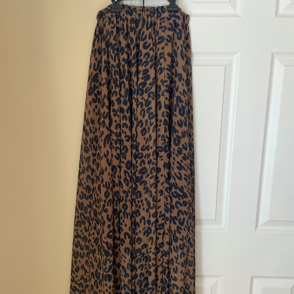 Chicwish Chiffon Maxi Skirt in Leopard Print